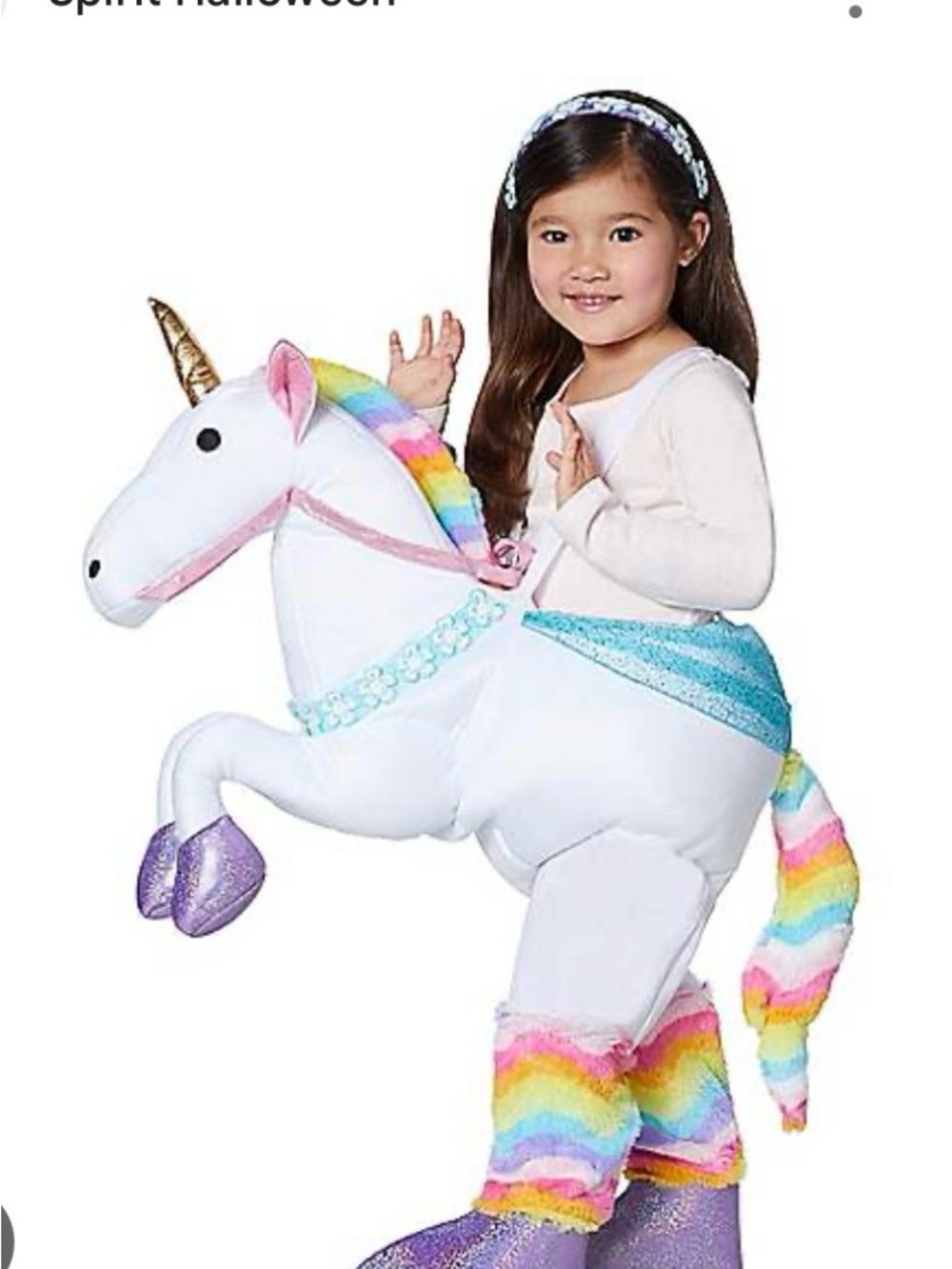 Spirit Unicorn Ride-Along Toddler Costume — White with Rainbow Accents